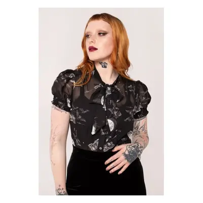 Chemisier Gothic de Hell Bunny - Over The Moon Blouse - XS à XL - pour Femme - noir/blanc