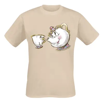 T-Shirt Manches courtes Disney de La Belle Et La Bête - Chip und Mrs Potts - S à XL - pour Unise