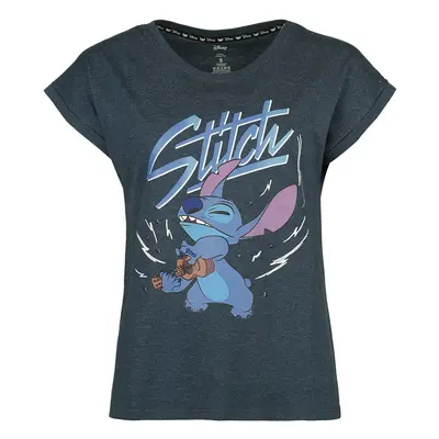 T-Shirt Manches courtes Disney de Lilo & Stitch - Stitch - Music - S à XXL - pour Femme - marine