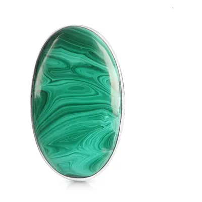 Bague ajustable extra large en malachite en argent