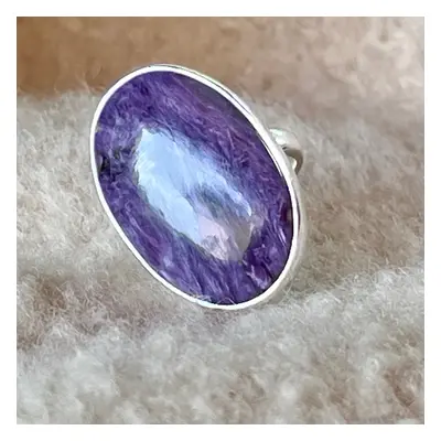 Bague charoite argentée ajustable