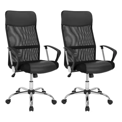 Lot de 2 Fauteuil chaise de bureau noire inclinable