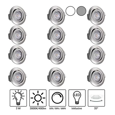 Set de 12 spots encastrables Krog nickel 5W LED