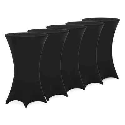 5x Housse de table haute noire à Ø70cm élastique