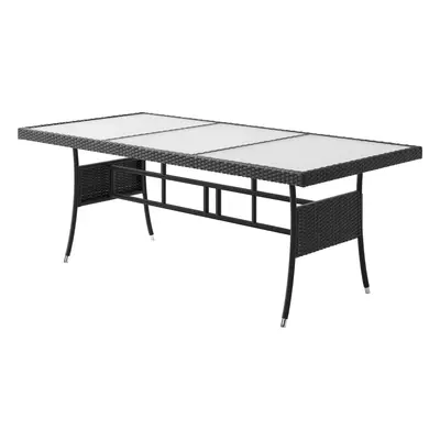 Table de jardin polyrotin noire 190x90x75cm