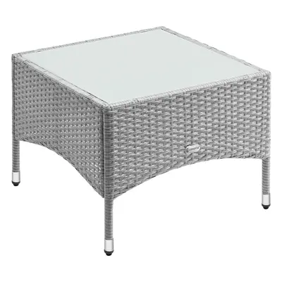 Table d'appoint en poly rotin gris 58x58x42cm