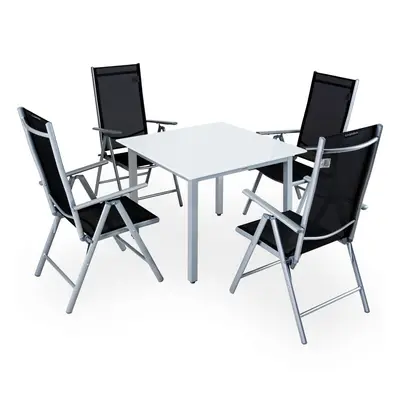 Table et chaises de jardin Bern argent en alu 5pcs