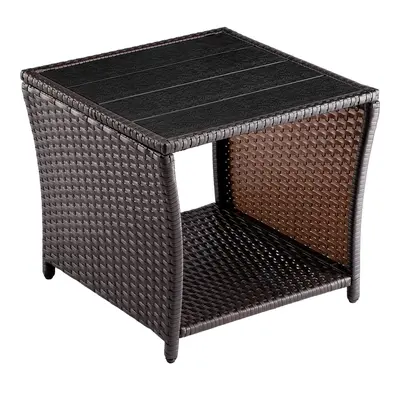 Table d'appoint marron 45x45x40cm en polyrotin et WPC