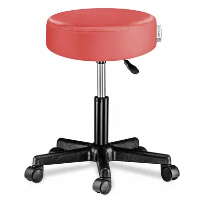 Tabouret à roulettes rouge 56cm rembourré et réglable