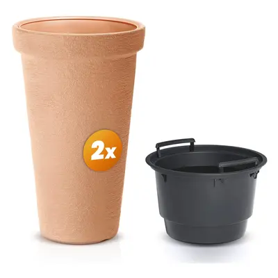 Set de 2 pots de fleurs en terre cuite 63x40cm