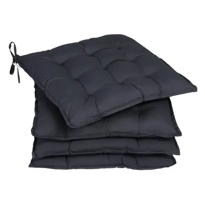 4x Coussins de chaise anthracite 41x37x5cm