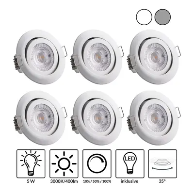 Set de 6 spots encastrables Krog blanc 5W LED