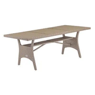 Table de jardin Takeo crème 190x90x75cm en polyrotin et WPC