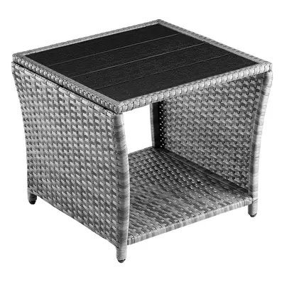 Table d'appoint gris 45x45x40cm en polyrotin et WPC