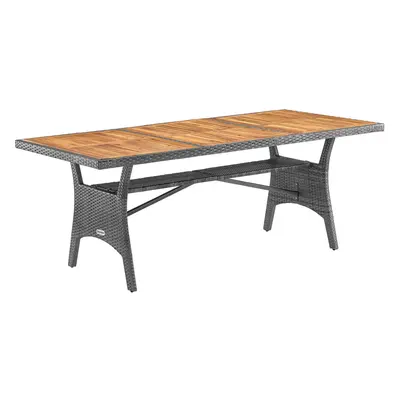 Table de jardin Takeo grise 190x90x74cm en polyrotin