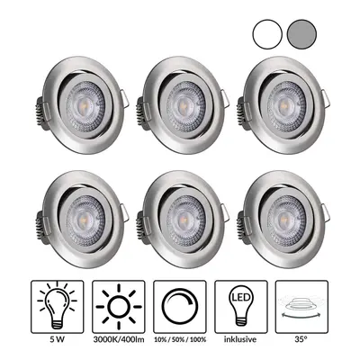 Set de 6 spots encastrables Krog nickel 5W LED