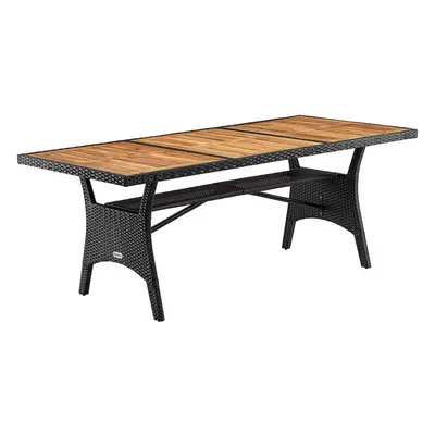 Table de jardin Takeo noire 190x90x74cm en polyrotin