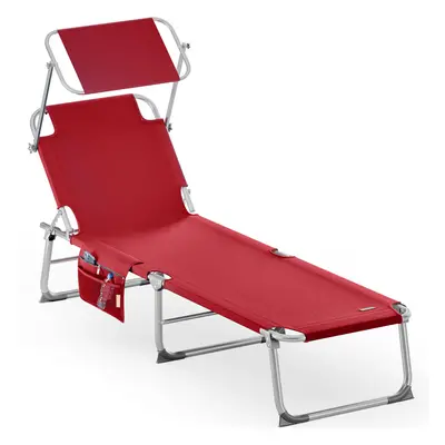 Transat de jardin Ibiza rouge en aluminium réglable