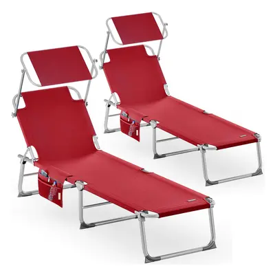 2x Transat de jardin Ibiza rouge en aluminium