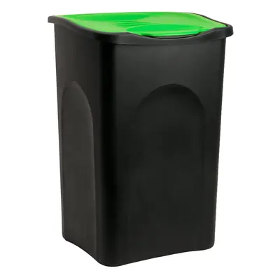 Poubelle noire 50 litres avec couvercle vert