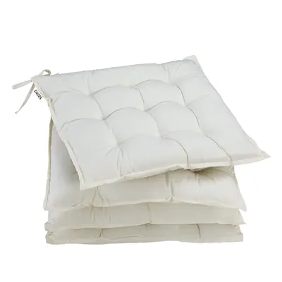 4x Coussins pour chaise crème 41 x 37cm en fibres creuses