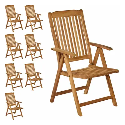 Set de 8 chaises de jardin Bari en bois teck massif