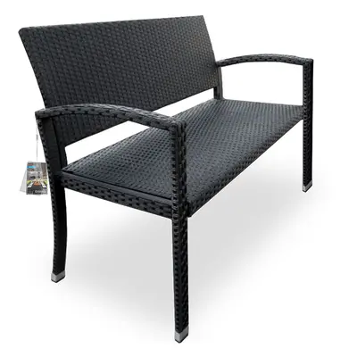 Banc de jardin en polyrotin 2 places - noir