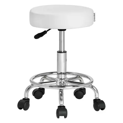 Tabouret à roulettes pivotant 360° Blanc