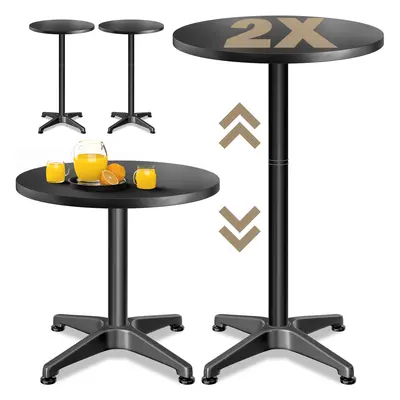 2x Table haute ronde ⌀60cm réglable en hauteur 70-115cm