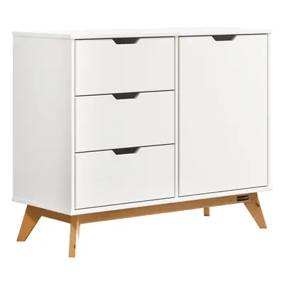 Buffet Borneo en bois massif 96x40x79cm Blanc/Naturel