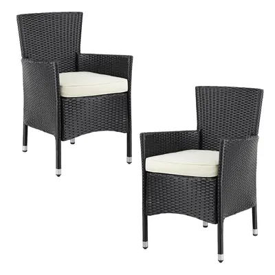 Set de 2 chaises de jardin en polyrotin Noir/Crème