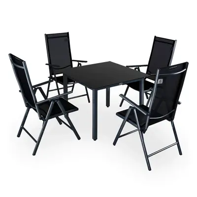 Table et chaises de jardin Bern noir en alu 5pcs