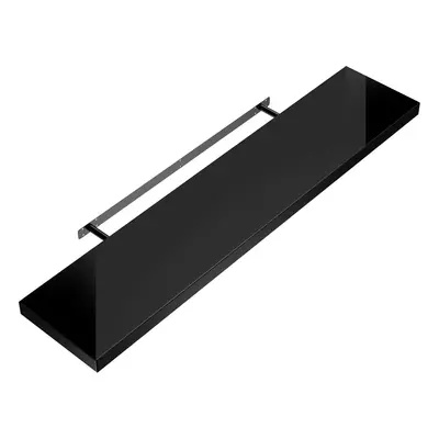 Etagère murale flottante 50cm max. 15kg noir brillant MDF support de fixation