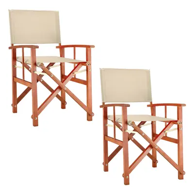 2x Chaises de directeur crème Cannes en bois FSC®