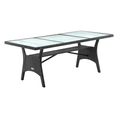 Table de jardin polyrotin Takeo noire 190x90x74cm verre