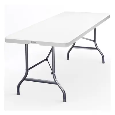 Table pliable blanche 220x70x72cm en plastique pour jardin