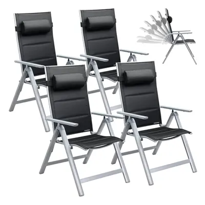 4x Chaises de jardin Bern Premium argent avec dossier haut