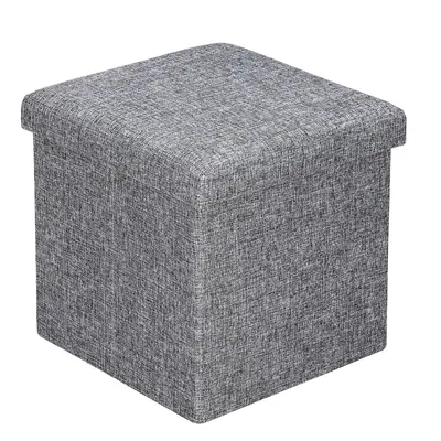 Tabouret gris 40x40x40cm pouf avec coffre de rangement