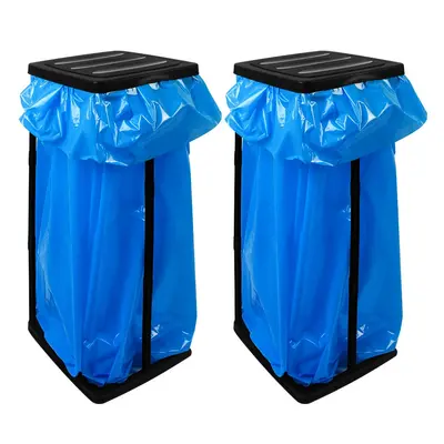 2x Support pour sac poubelle noir 70x35x30cm max 60L