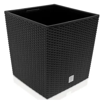 Pot de fleurs 35L anthracite 32x32x33cm en polyrotin