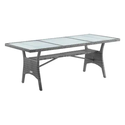 Table de jardin polyrotin Takeo gris 190x90x74cm verre