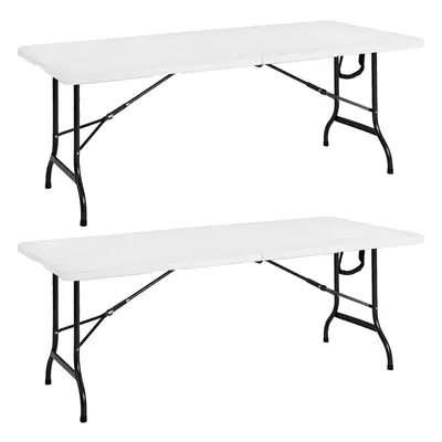 2x Table pliante blanche 183x76cm plastique robuste