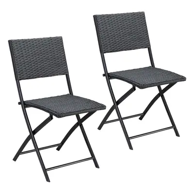 Set de 2 chaises Rome noir en polyrotin pliables