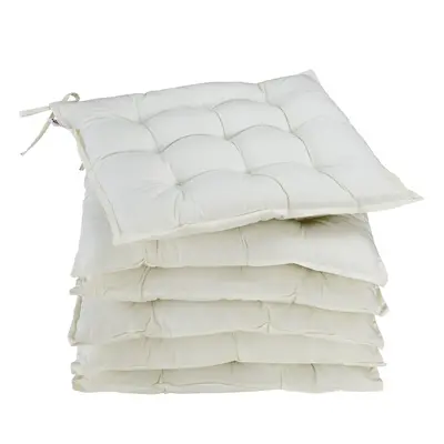 6x Coussins de chaise crème fibres creuses