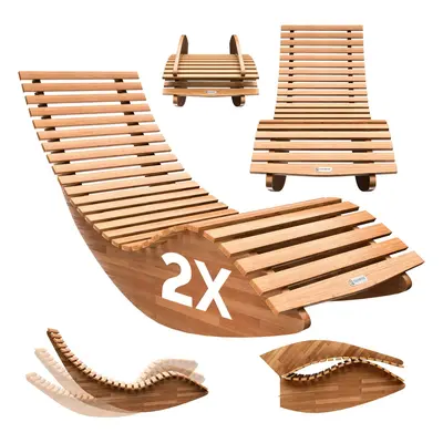 Lot de 2 chaise longue à bascule JAVA pliable en bois certifié FSC®