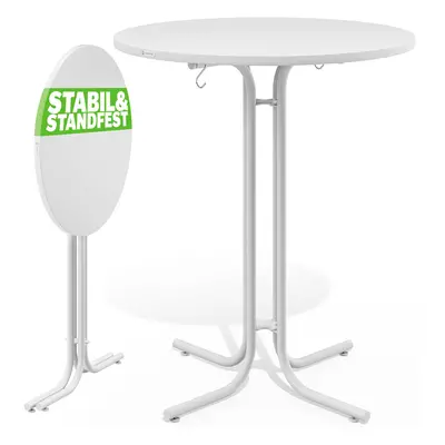 Table haute blanche 80x110cm ronde pliable