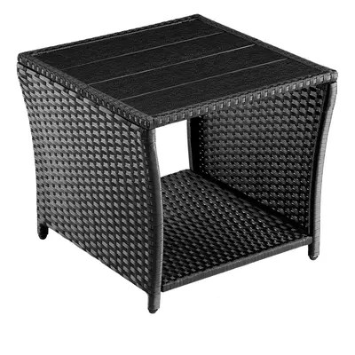 Table d'appoint noire 45x45x40cm en polyrotin et WPC