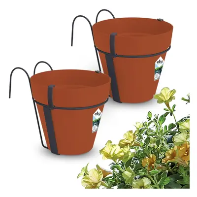 Pot de fleurs en terre cuite, lot de 2 20x28cm avec support