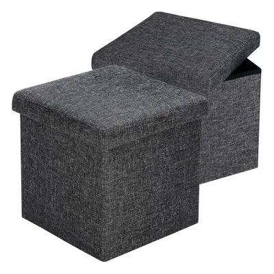 Lot de 2 poufs gris foncé 38x38x38cm pliables