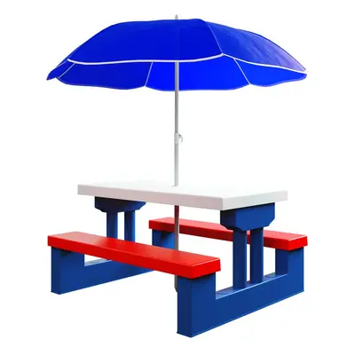 Salon de jardin pour enfants table et bancs avec parasol